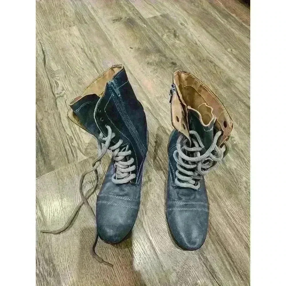 Candies Boho Canash Blue Vegan Leather Boots  SZ 6